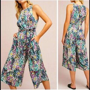 Anthropologie Plenty by Tracy Reese Selena Floral Wide Leg Crop Jumpsuit Size XS